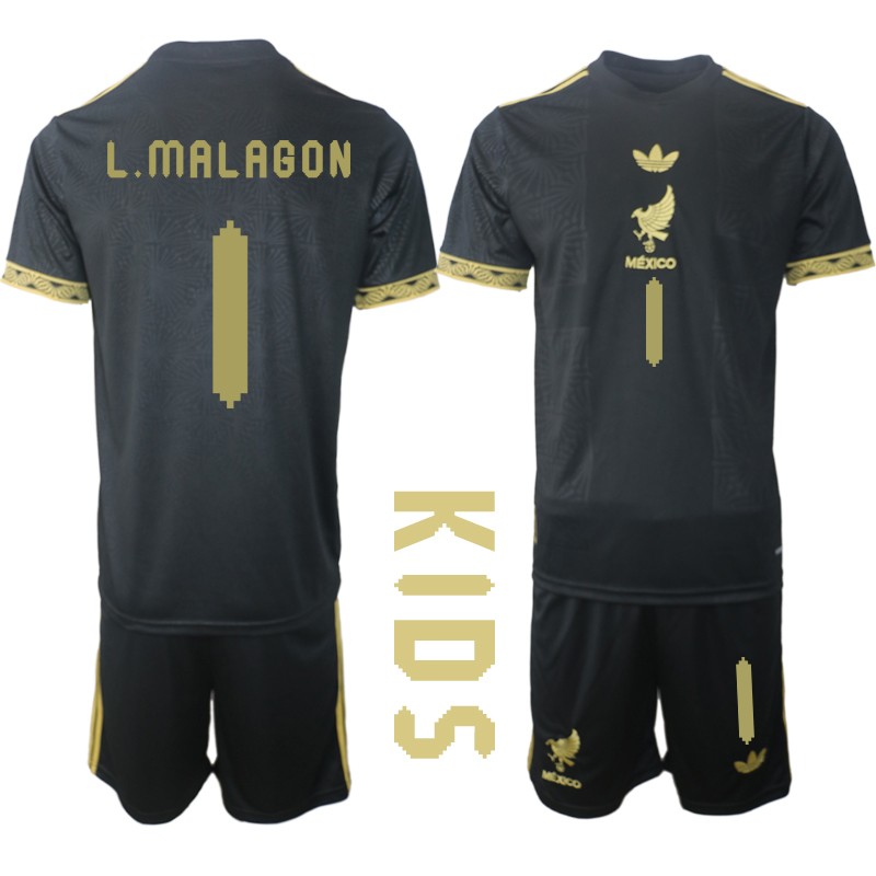 Youth 2025-2026 National Team Season Mexico Black #1 Soccer Jersey->youth soccer jersey->Youth Jersey